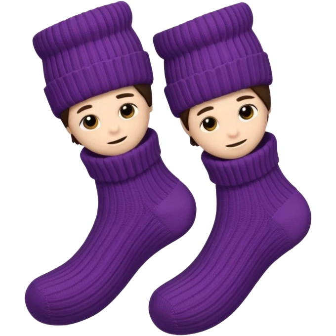 A 3D cartoon pair of cozy knitted socks with ribbed pattern and soft texture, folded neatly, Memoji-style rendering. emoji