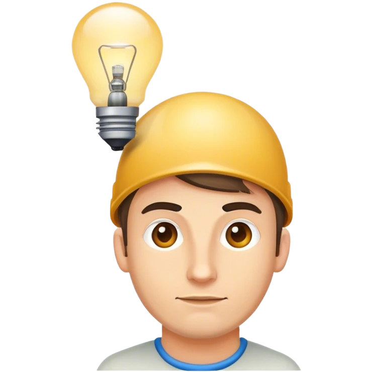 caucasian programmer with lamp on a head emoji