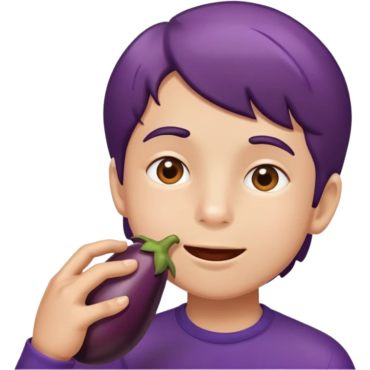 boy eating eggplant emoji