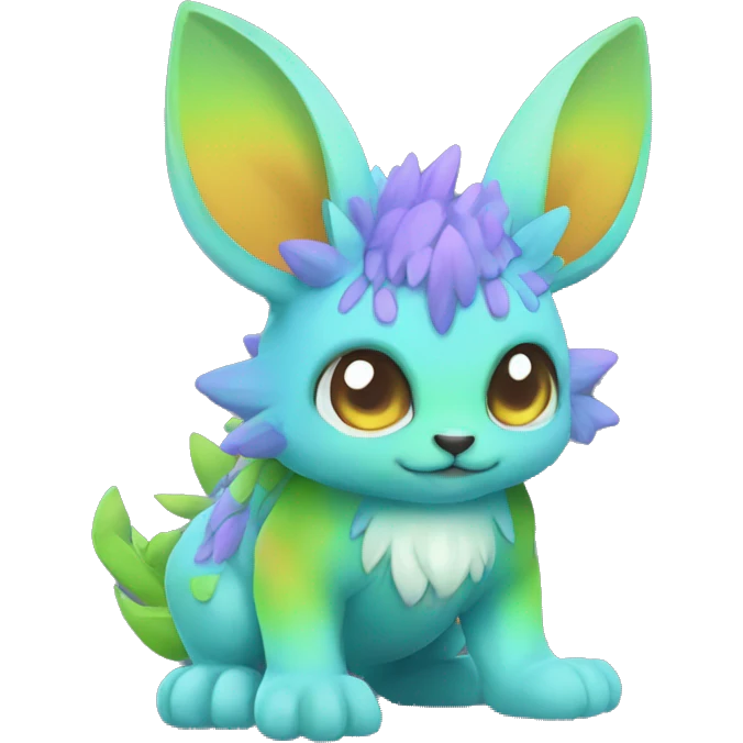 Cute cool colorful fantasy animal hybrid Fakemon full body emoji