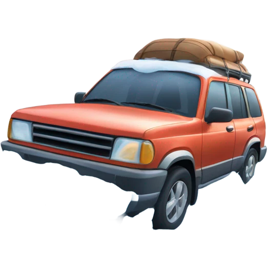 An adventurous car in an icy tundra setting, with snow and ice all around, highlighting the ability to conquer extreme and inhospitable terrains. emoji