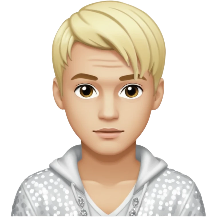 Aaron Carter with light skin, blonde hair, white sequin outfit emoji