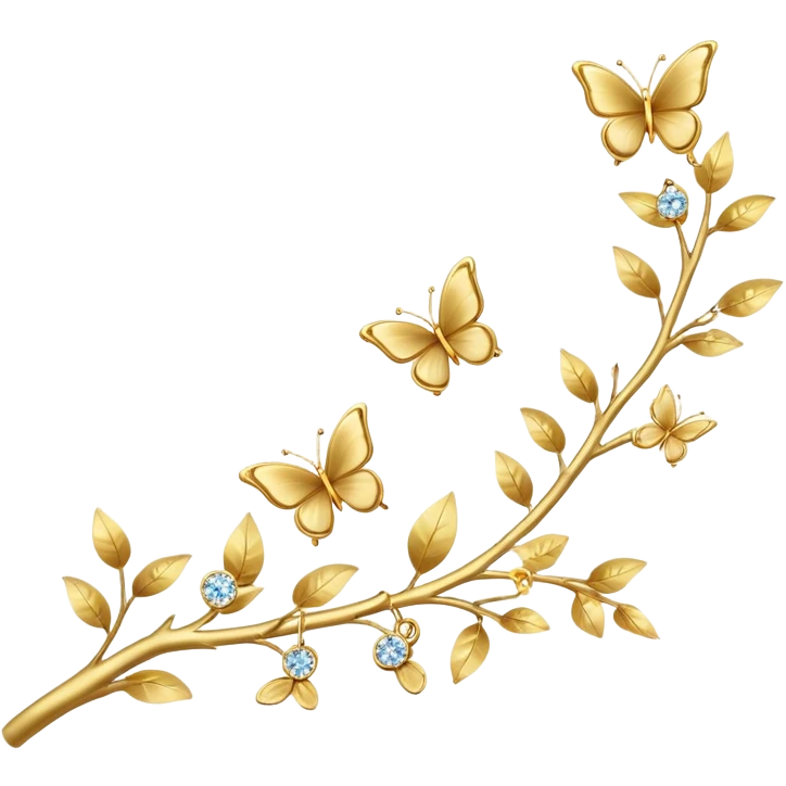 delicate branch with earrings and butterflies emoji