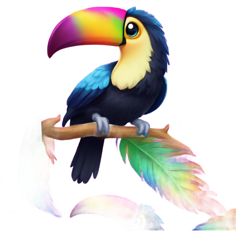 Lisa frank toucan with rainbow feathers emoji