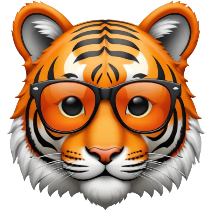 tiger face with wayfarer sunglasses black lens, cool expression emoji