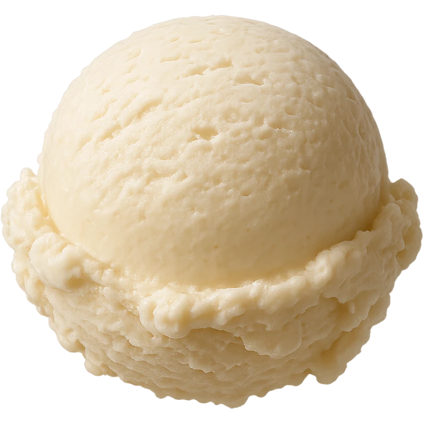 single vanilla ice cream scoop, realistic, creamy off-white, subtle shine, no cone, transparent background emoji