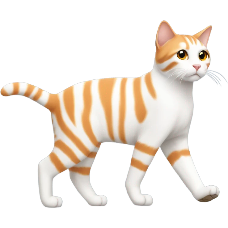 white and orange with stripes cat walking, side view emoji