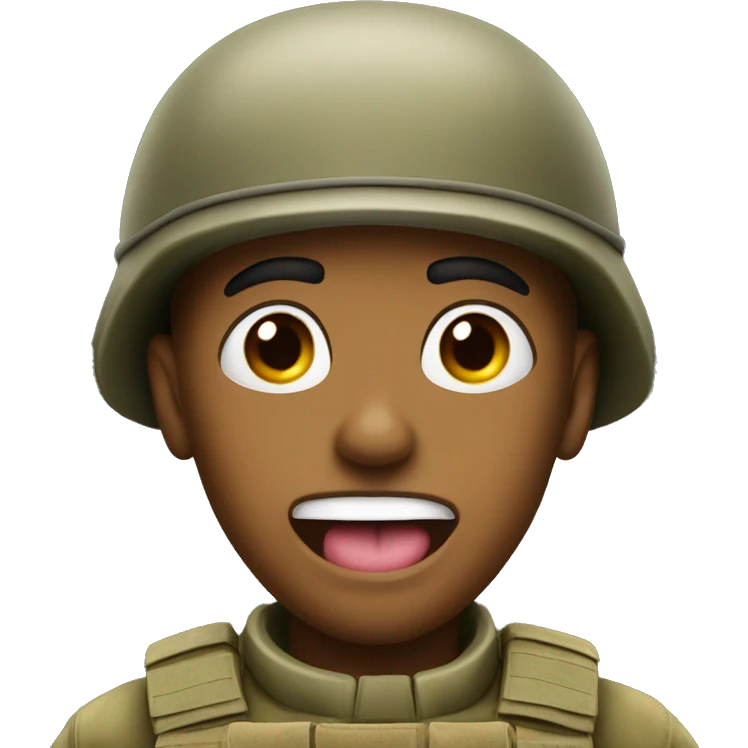 soldier shows his tongue emoji