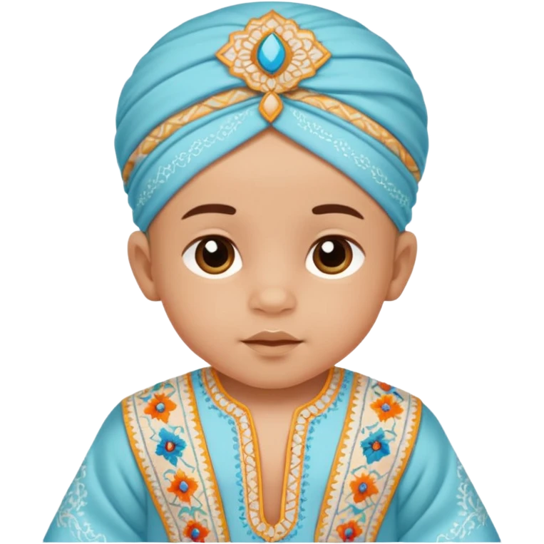  baby boy dressed in colorful ghalibiya with delicate decorations emoji