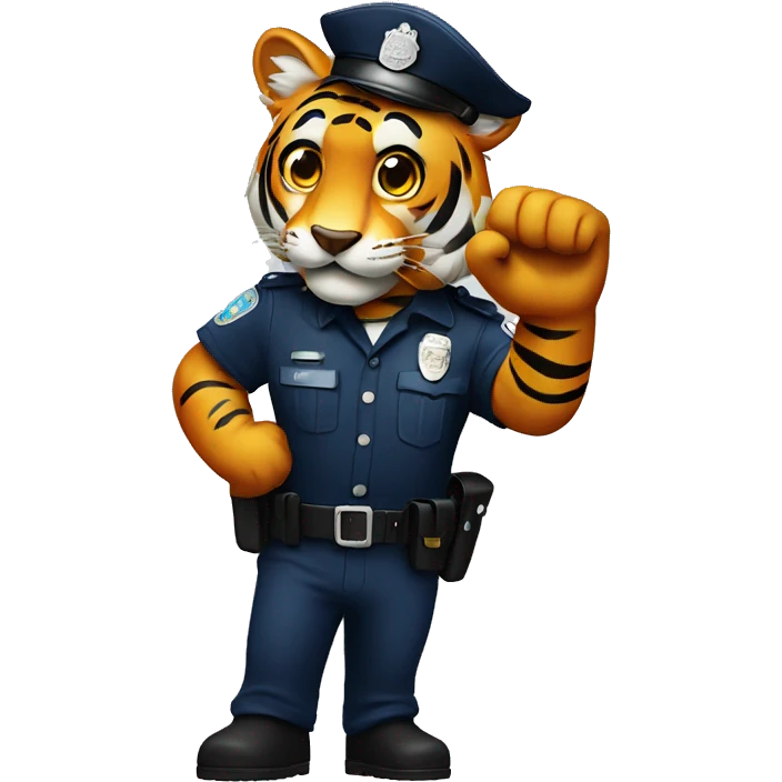 police tiger with hand up to stop you emoji