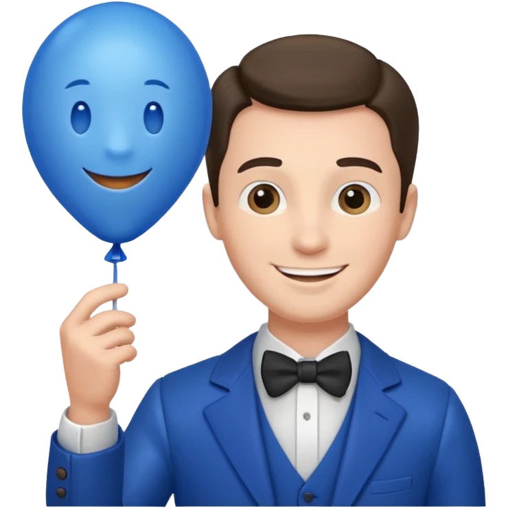 gentleman holding blue balloon emoji