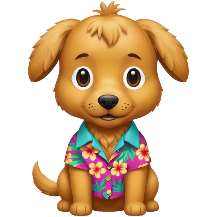 Goldern Dog – wearing colorful aloha shirt emoji