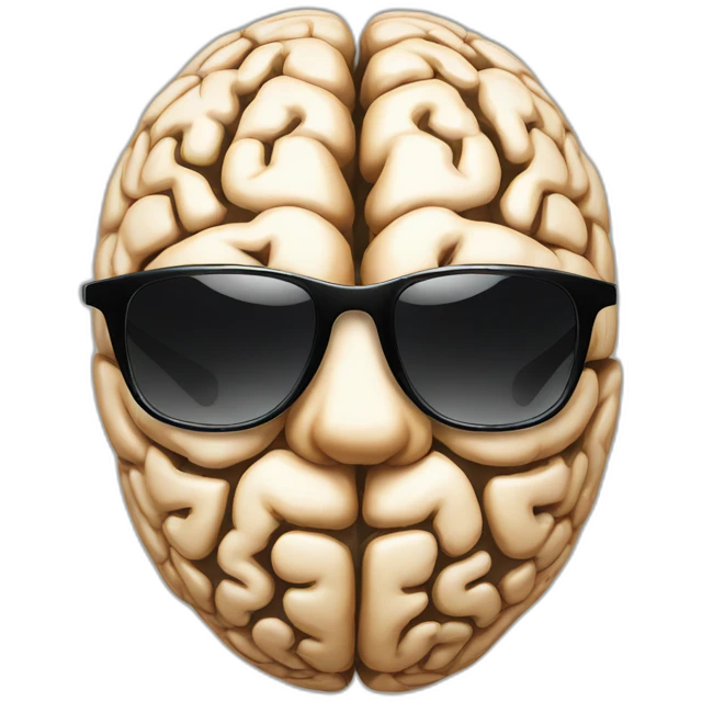 human brain with sunglasses emoji