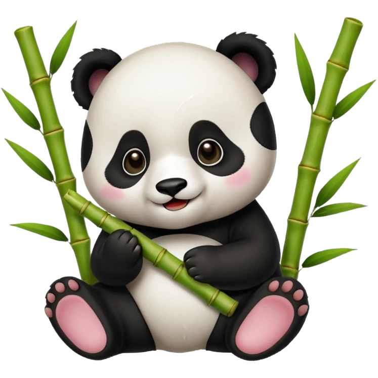baby panda eating bamboo emoji