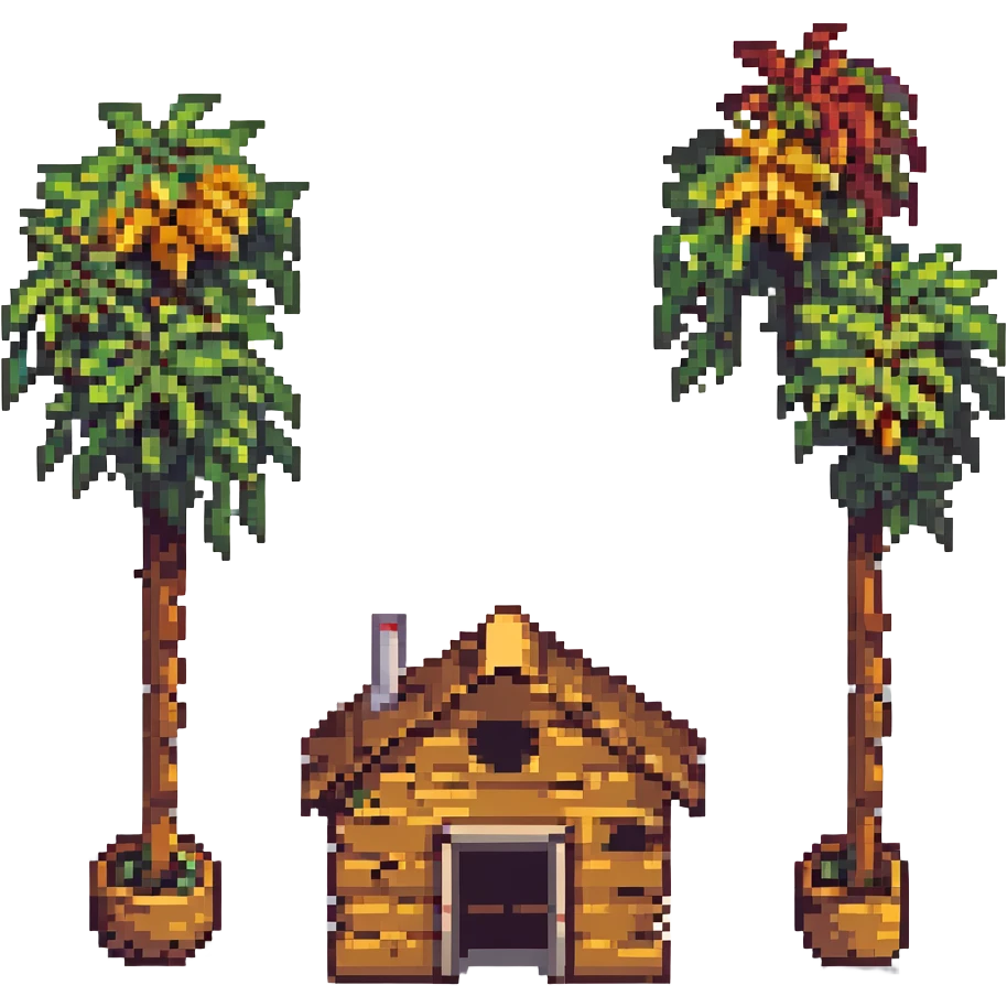 mango wood house from barrio with mango tree emoji