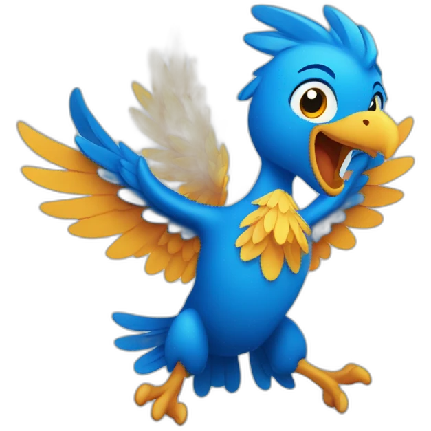 Blue Phoenix in an excited cartoon shape  emoji