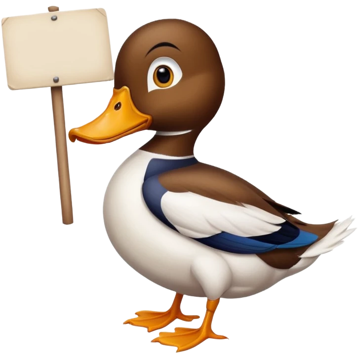 Duck holding large blank sign emoji