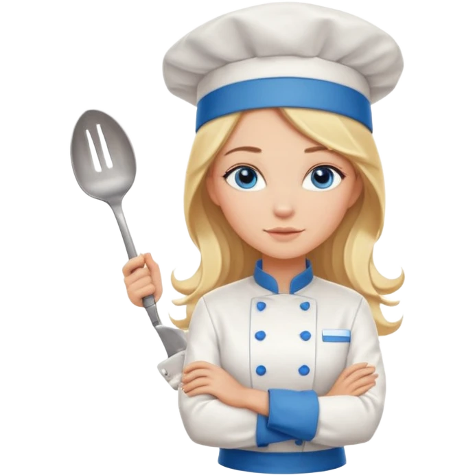 Full body 
Sexy Long Blonde hair blue eyed female chef arms folded emoji
