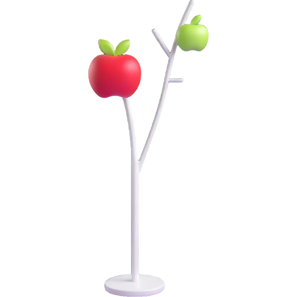 sleek white standing coat rack with apple-inspired minimalist design emoji