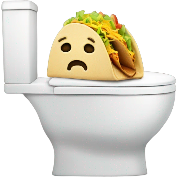 A toilet with a head coming out eating a taco emoji