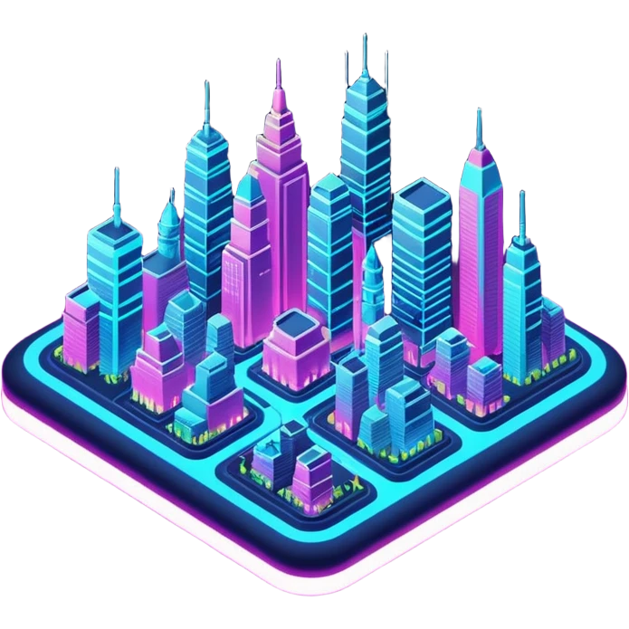 glowing city airbnb style isometric emoji