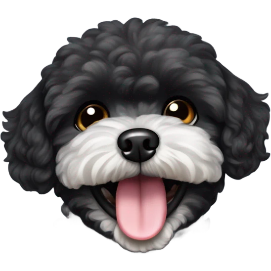 Black maltipoo dog laughing emoji
