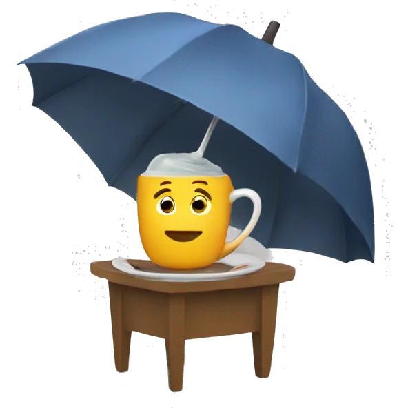 drinking tea in the umbrella emoji