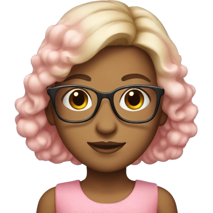 a cute girl in pink dress wearing glases emoji