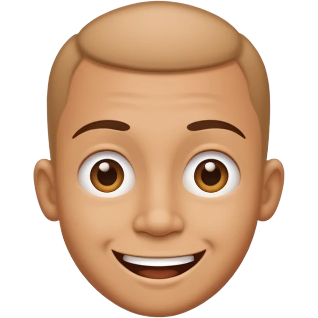 Funny caricature style cartoon, big head small body, happy face emoji