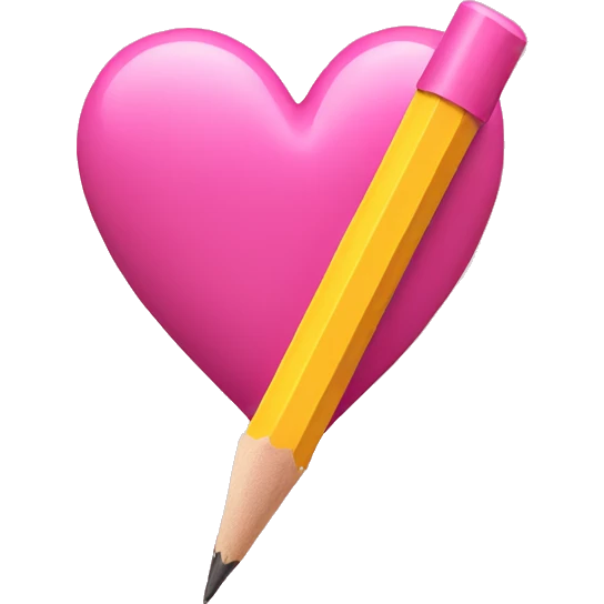 pink heart pierced by a yellow pencil emoji