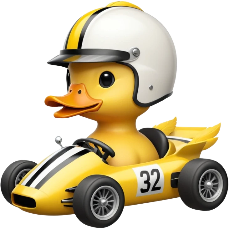 duck driving a race car emoji