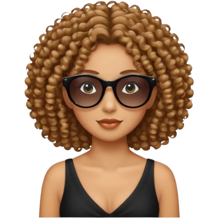 woman police wearing black dress with sun glasses curly hair emoji