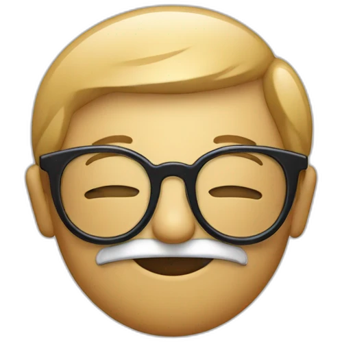 un visage rond avec des lunettes qui fume emoji
