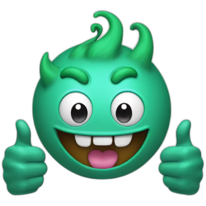 A small video game monster with a thumbs up to signify "GG" (Good Game). emoji