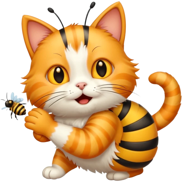 Cat with a bee emoji