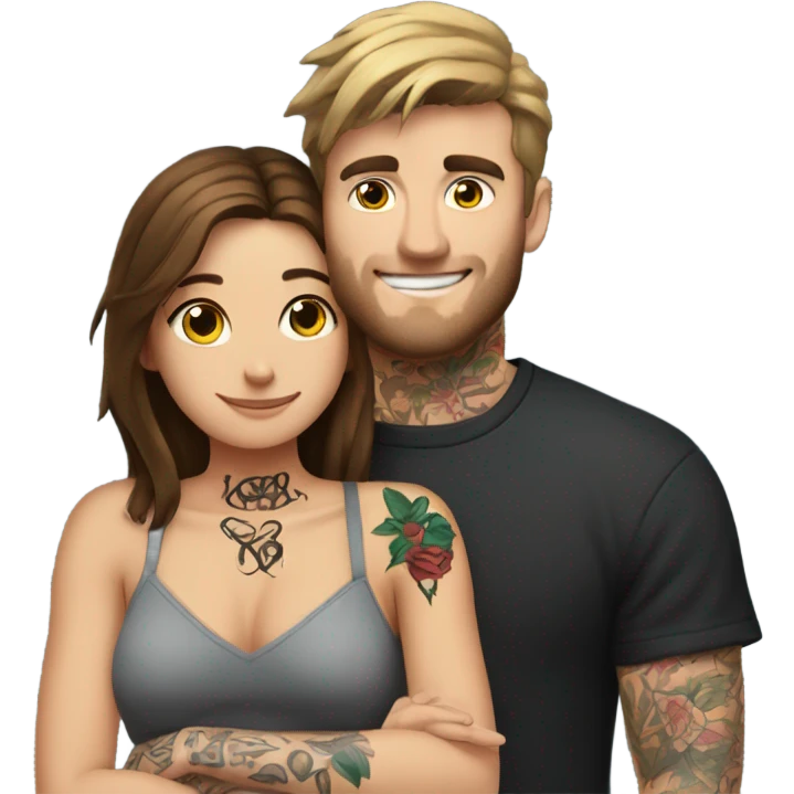 mr beast with tattoos hugging brunette girl emoji