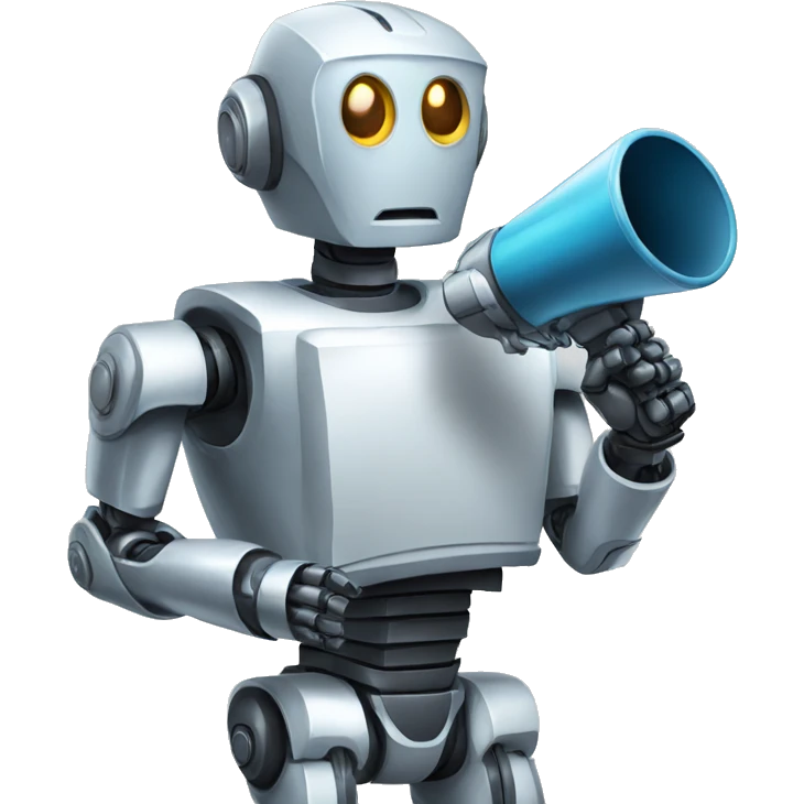 robot holding a megaphone emoji
