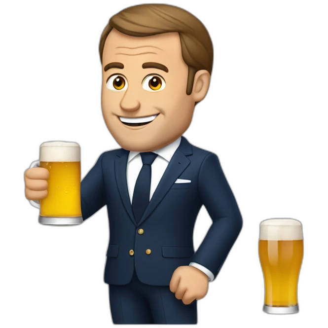 Macron entrain de boire une bière emoji
