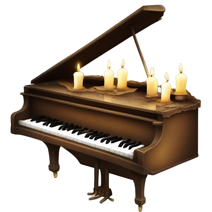 vintage piano with melted candles on top emoji