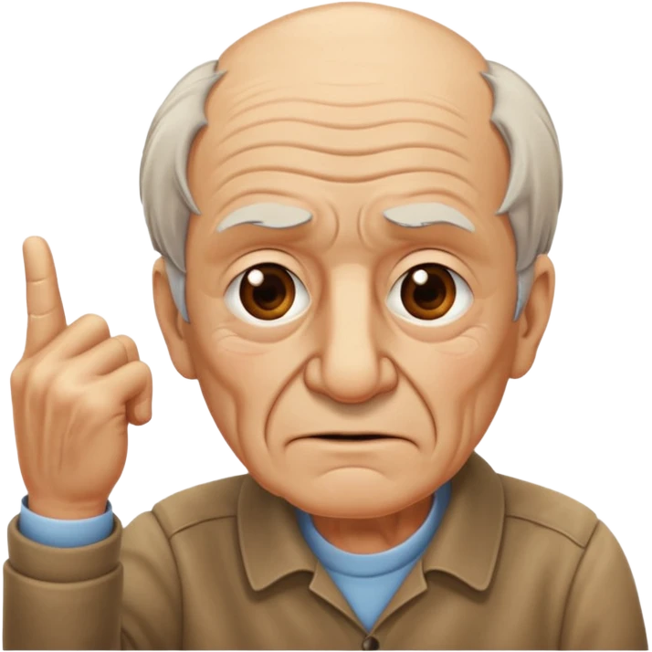 дедушка показывает указательными пальцем на висок  emoji