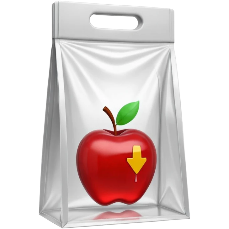 3D render of Evidence Bag inside a clear plastic evidence bag, sterile lighting, forensic crime scene aesthetic, plastic reflection, Apple emoji style, isolated on white background --v 6.0 emoji