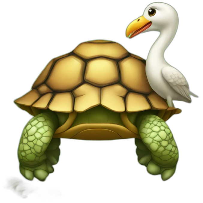 oiseau sur tortue emoji