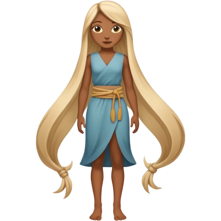 Empowered woman enjoying long tied hairs with full body side photo emoji