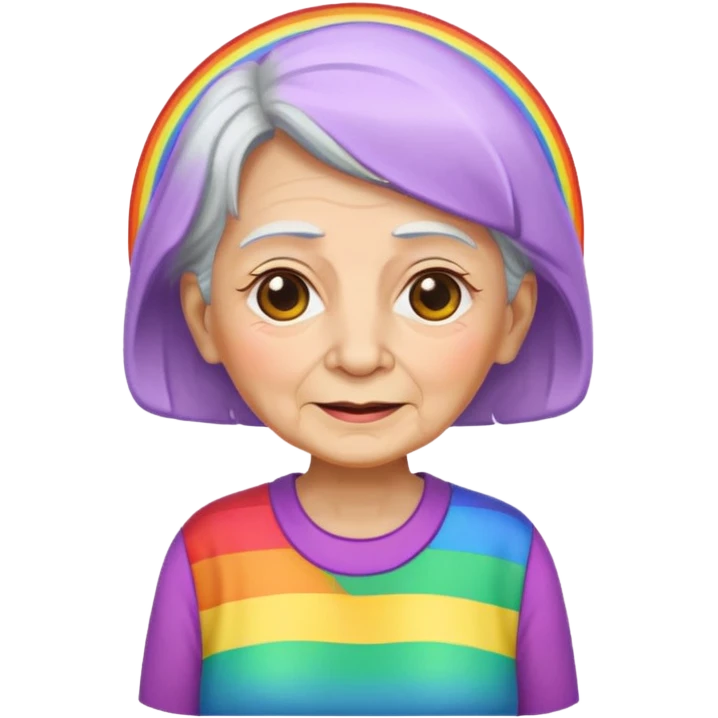 old woman with rainbow colored shirt emoji