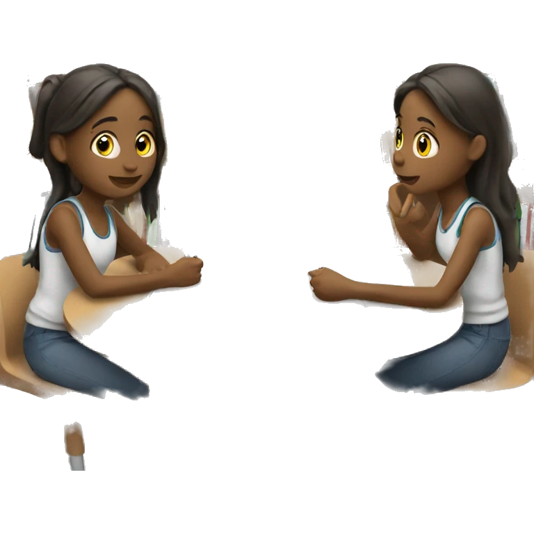 Two girls studying and talking  emoji