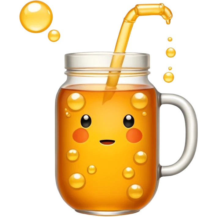 Make a orange tea boba with yellow bubbles cartoon no face emoji