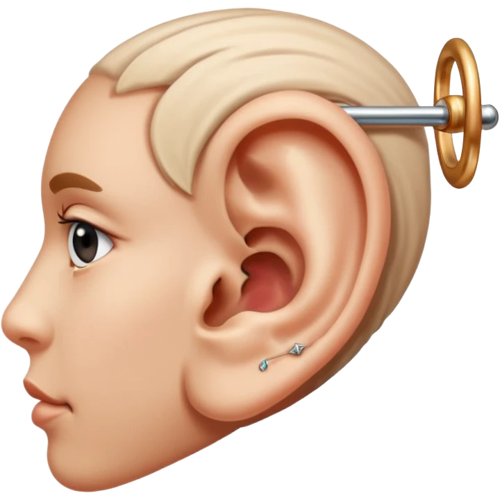 An ear with a double helix and bar piercing  emoji