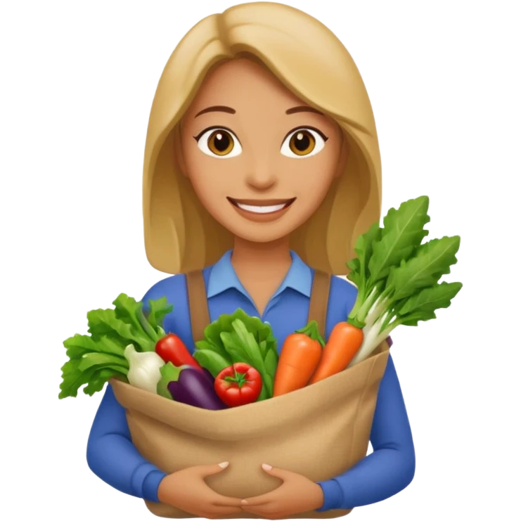 woman holding vegetables bag emoji