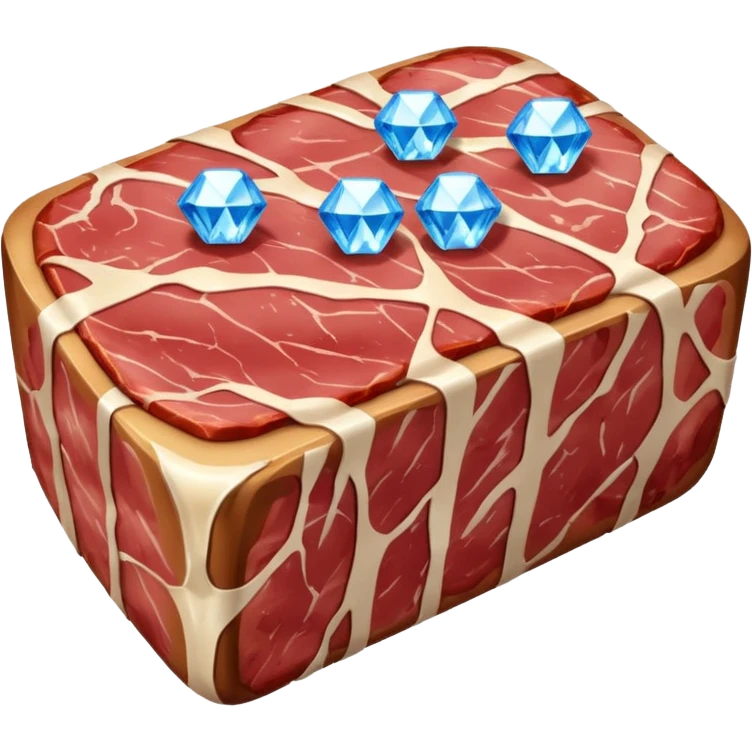 Meat with diamond textur and blue color emoji