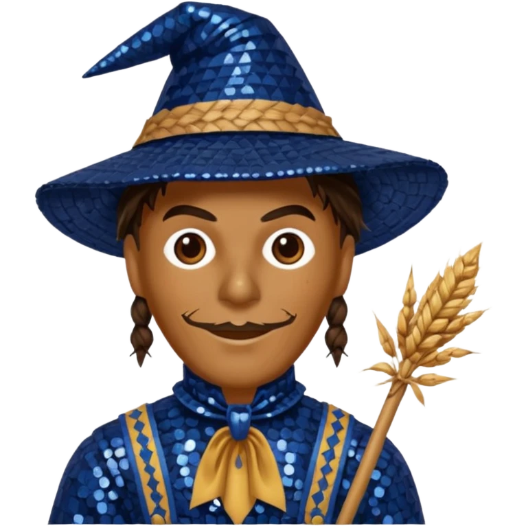 Scarecrow from The Wizard of Oz with dark blue sequin outfit emoji